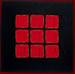 La Coperta V Version 3 ~ Registry #91018 (Golden Squares)<br>Red and Gold on Black duppioni silk. Wool batting.<br>98" x 94" ~ $3070.00